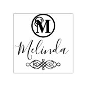 Monogramm und Skriptname - Personalisieren Gummistempel (Prägung)