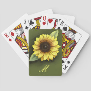 Monogramm und Sonnenblume Spielkarten