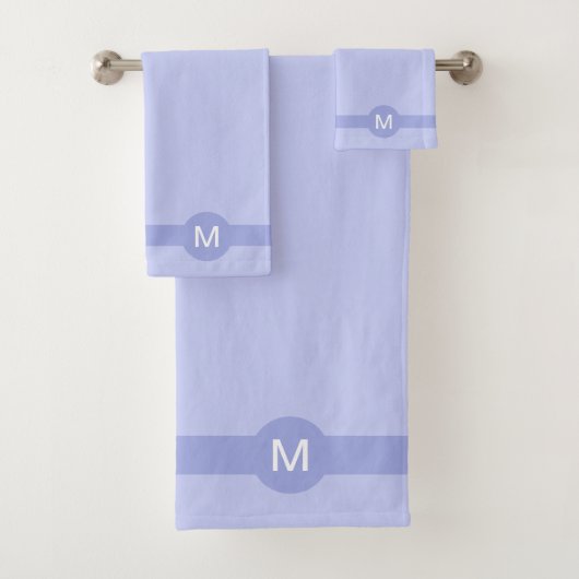 Monogramm und Streifen auf hellblau Badhandtuch Set (Insitu)