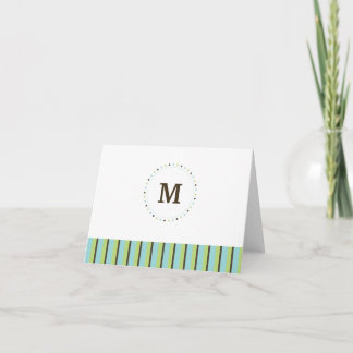 Monogramm und Streifen leerer Karte-Türkis