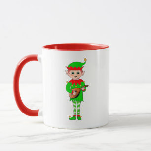 Monogramm und Weihnachts-Musik-Elf Tasse