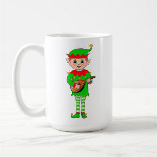 Monogramm und Weihnachtsmusik-Elf  Kaffeetasse