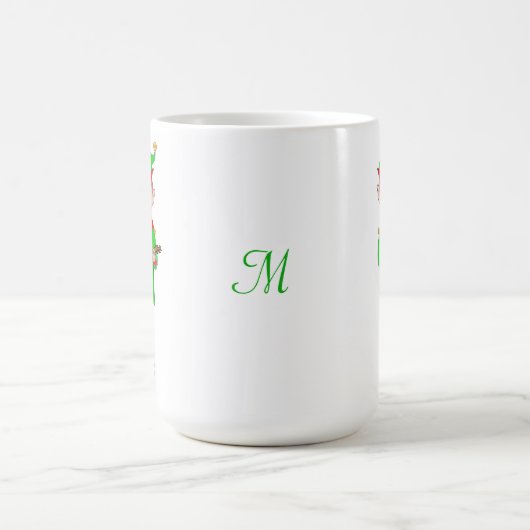 Monogramm und Weihnachtsmusikelf Kaffeetasse (Mittel)