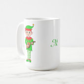 Monogramm und Weihnachtsmusikelf Kaffeetasse (Vorderseite Links)