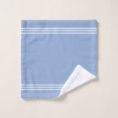 Monogramm und weiße Streifen auf hellblau Badhandtuch Set (Waschlappen)