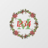 Monogramm- und Zahlen-Weihnachtskranz Fensteraufkleber (Blatt)