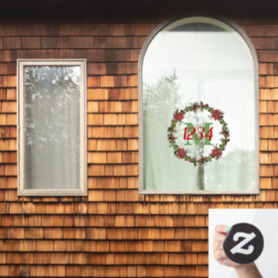 Monogramm- und Zahlen-Weihnachtskranz  Fensteraufkleber