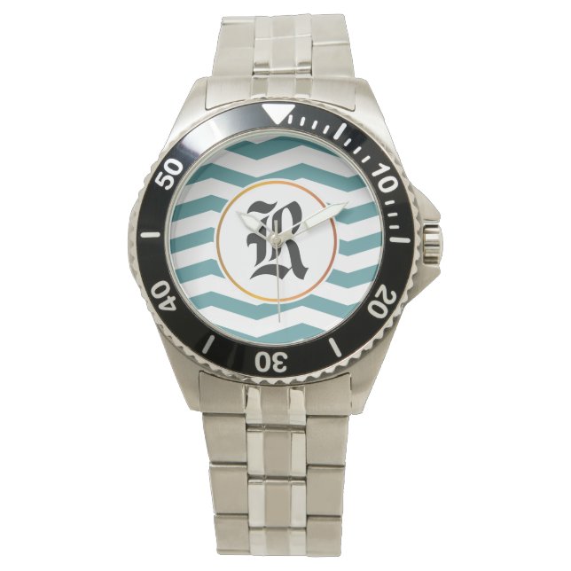 Monogramm und Zickzack Armbanduhr (Vorderseite)