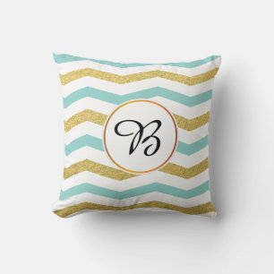 Monogramm und Zickzack gemustert Kissen