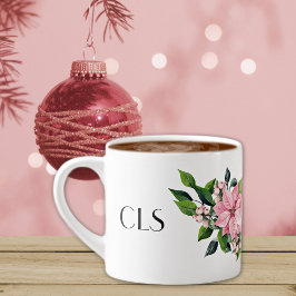 Monogramm und Zitat, Pink Poinsettia Swak auf 6oz Espressotasse