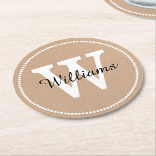 Monogramm-Untersetzer für das Papierhandbuch Runder Pappuntersetzer