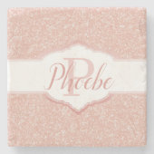 Monogramm-Untersetzer für den rosa Glitzer Steinuntersetzer (Vorderseite)