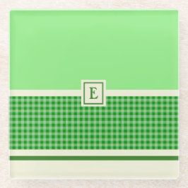 Monogramm-Untersetzer für grünen Karo Glasuntersetzer