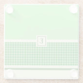 Monogramm-Untersetzer für grünen Karo Glasuntersetzer (Rückseite)