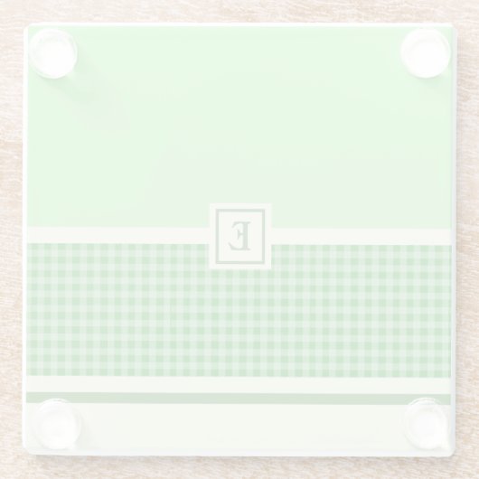 Monogramm-Untersetzer für grünen Karo Glasuntersetzer (Rückseite)