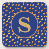 Monogramm-Untersetzer für Navy Blue und Gold Getränkeuntersetzer (Vorderseite)
