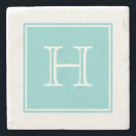 Monogramm-Untersetzer für Türkisquadrat Steinuntersetzer<br><div class="desc">Fügen Sie Ihre Initialen oder anderen Text,  um diese einfache und moderne Square Monogram Stone Untersetzer in Türkis und Weiß anpassen. Dieser trendige und schicke Untersetzer wäre ein perfektes Geschenk.</div>