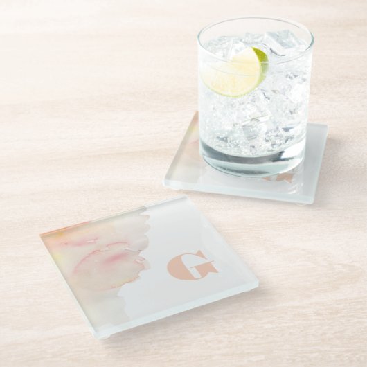 Monogramm-Untersetzer Glasuntersetzer (Schrägansicht)