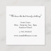 Monogramm Upholsterpadding Quadratische Visitenkarte (Rückseite)