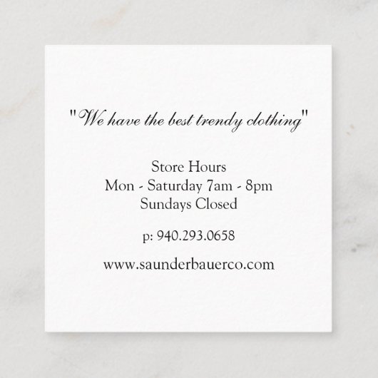 Monogramm Upholsterpadding Quadratische Visitenkarte (Rückseite)