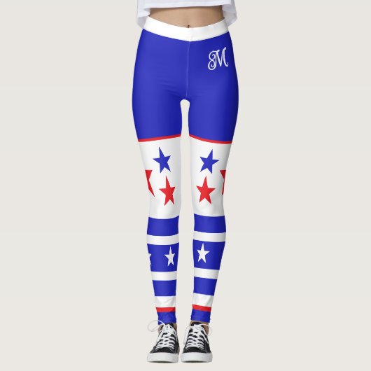 Monogramm-US Flagge Leggings (Vorderseite)
