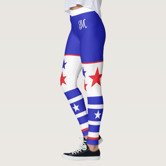 Monogramm-US Flagge Leggings (Links)