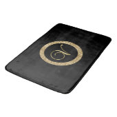 Monogramm V, elegantes goldenes Drehbuch Badematte (Schrägansicht)