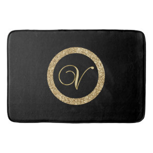 Monogramm V, elegantes goldenes Drehbuch Badematte