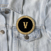 Monogramm V, elegantes goldenes Drehbuch Button (Beispiel)