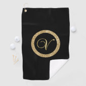 Monogramm V, elegantes goldenes Drehbuch Golfhandtuch (Insitu)
