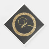 Monogramm V, elegantes goldenes Drehbuch Serviette (Ecke)