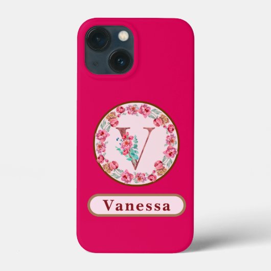 Monogramm V florale Case-Mate iPhone Hülle (Rückseite)