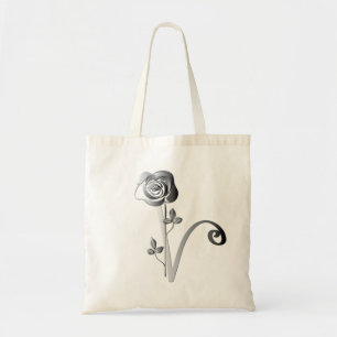 Monogramm V Handgeschriebene mit Rose Tragetasche