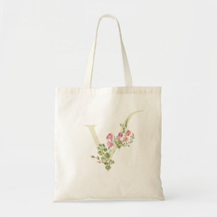 Monogramm V Hochzeit Blumenfeder-Brautparty Tragetasche