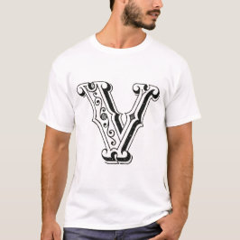 Monogramm V, Letter V, Alphabet V, Schwarz und Wei T-Shirt