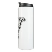 Monogramm V, Letter V, Alphabet V, Schwarz und Wei Thermosbecher (Nach rechts gedreht)