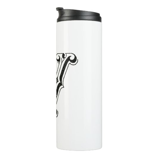 Monogramm V, Letter V, Alphabet V, Schwarz und Wei Thermosbecher (Nach rechts gedreht)