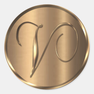 Monogramm V NONMETALLIC Bronze-Umschlag Aufkleber