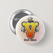 Monogramm V Sock Monkey Button (Vorne & Hinten)