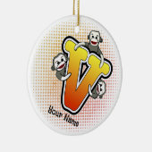 Monogramm V Sock Monkey Keramik Ornament (Rechts)