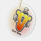 Monogramm V Sock Monkey Keramik Ornament (Links)