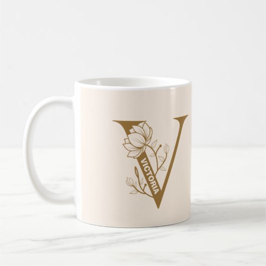 Monogramm "V" Tasse des Kaffees mit Individuelle N (Links)
