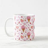 Monogramm, Valentine Candy & Hydrangea Muster 11oz Kaffeetasse (Links)