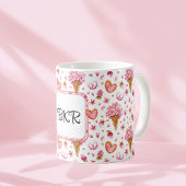 Monogramm, Valentine Candy & Hydrangea Muster 11oz Kaffeetasse