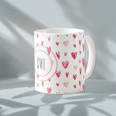Monogramm, Valentinherz Muster 11oz Kaffeetasse