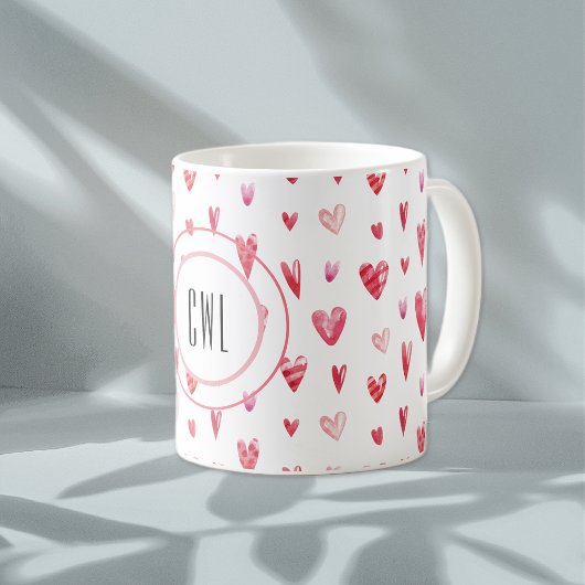 Monogramm, Valentinherz Muster 11oz Kaffeetasse