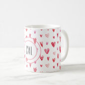 Monogramm, Valentinherz Muster 11oz Kaffeetasse (VorderseiteRechts)