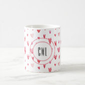 Monogramm, Valentinherz Muster 11oz Kaffeetasse (Mittel)