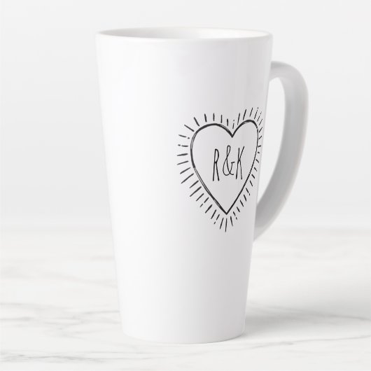 Monogramm Valentinstag Herz Milchtasse (Rechte Ecke)
