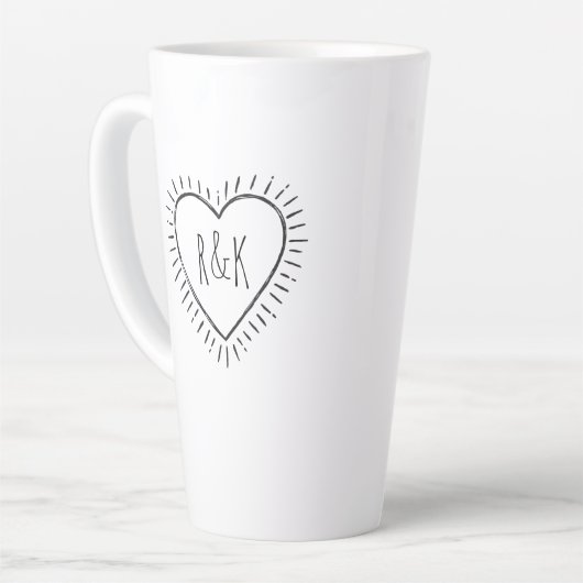 Monogramm Valentinstag Herz Milchtasse (Linke Ecke)